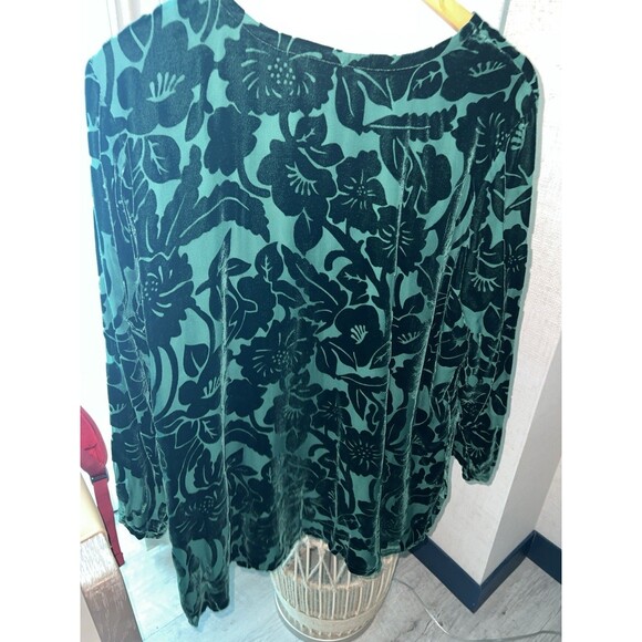 Silk Lore Beth Terrell Top Womens 1X Burnout Velvet Tunic Blouse Dark Romantic - Picture 5 of 8